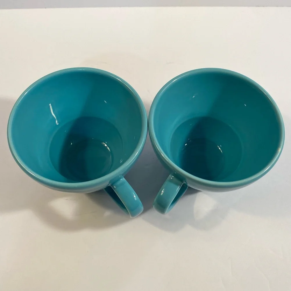Crate & Barrel Camilla Engdahl Coffee Tea Cups Mugs in Turquoise Blue Set of 2